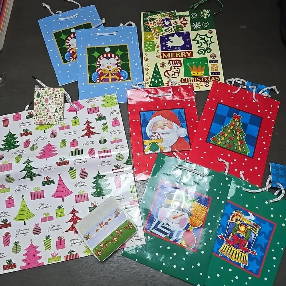 Lof of 8 Christmas Gift Bags for Presents